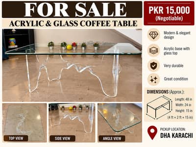 Designer Acrylic & Glass Coffee Table | Modern Sculptural Design