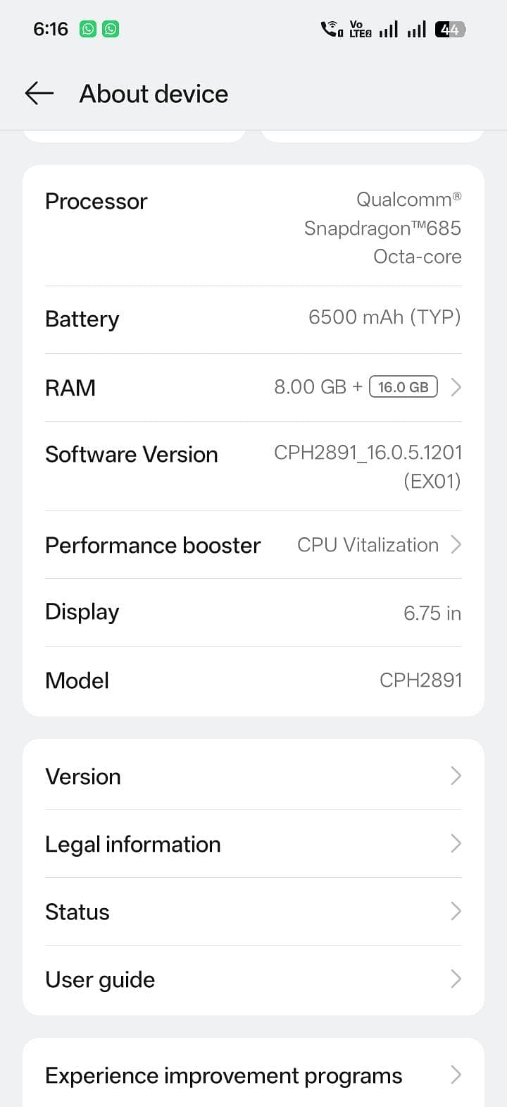 OPPO A6k 0