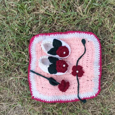 Handmade Crochet Baby Shoes | Beautiful Rose Design | Newborn Baby