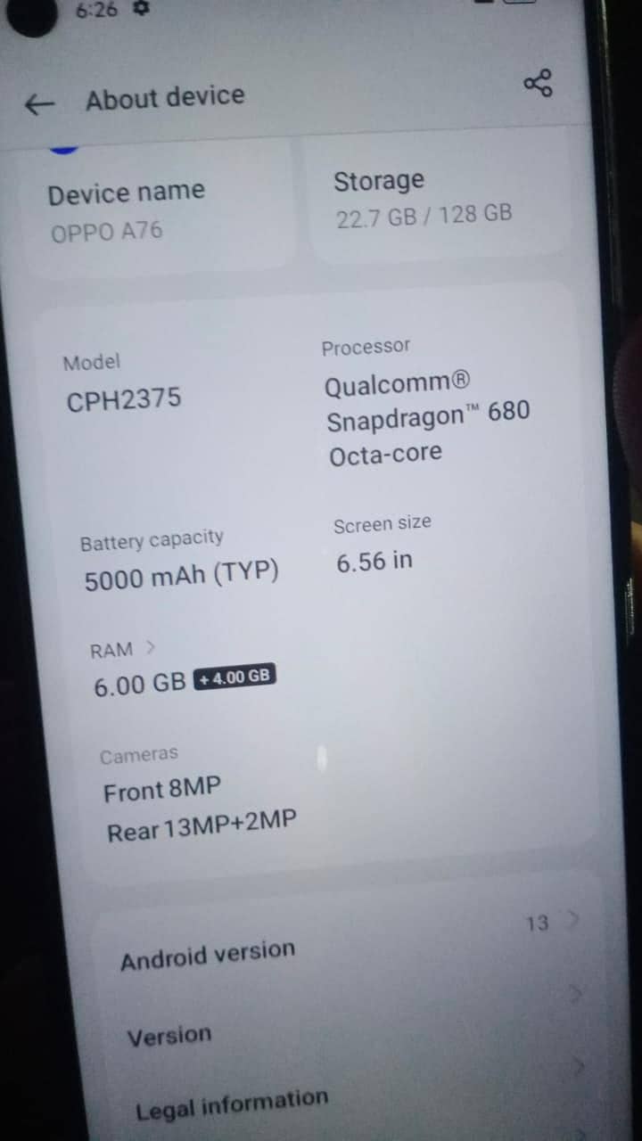 OPPO A76 4