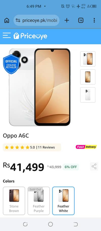 Brand New OPPO A6c (4GB/64GB) Pin Pack / Unopened