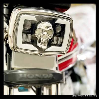 Skull Style LED Bike Headlight | White DRL | Brand New