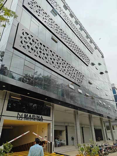 1116 sq ft corporate office in marina exective tower at mohammad ali society with car parking
