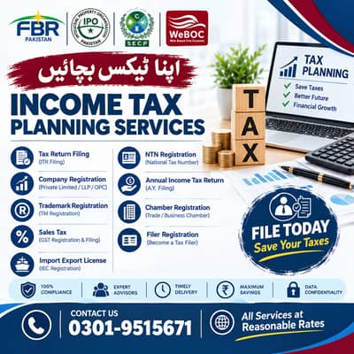 Company Registration , Filer Registration, Sales Tax, GST Registration