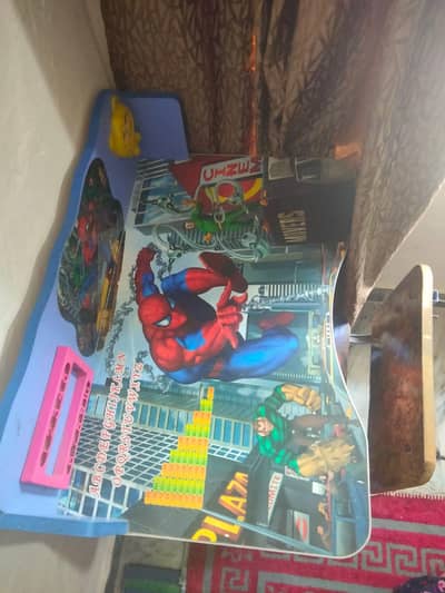 Spider man kids study table chair set good condition