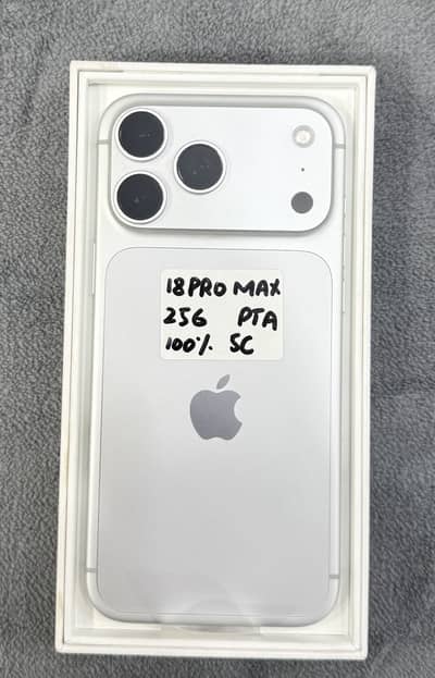 IPHONE 18 PRO MAX 256 GB PTA APPROVED 5 CYCLES SILVER