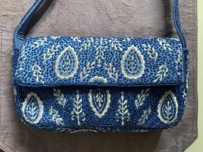 Primark Blue Embroided beaded shoulder bag Ethnic/Boho Style
