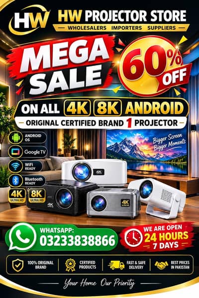 Mega Sale 60% off 4k Full Hd multimedia android projector led cinema
