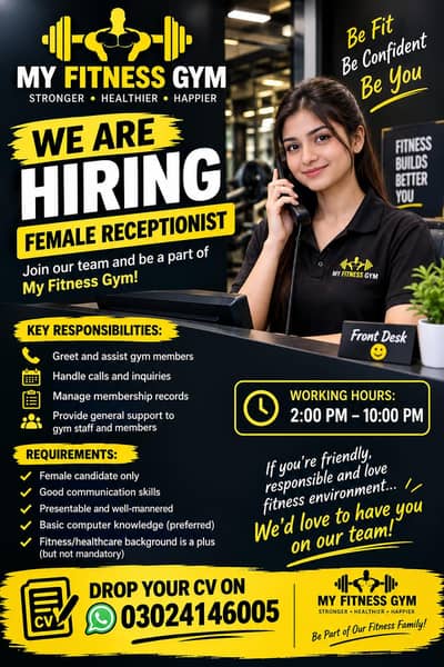 female receptionist for gym