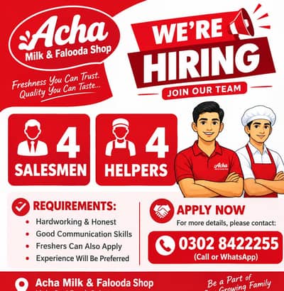 Staff required for our shop