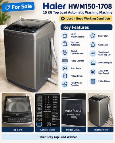 Haier HWM150-1708 – 15KG Fully Automatic Washing Machine