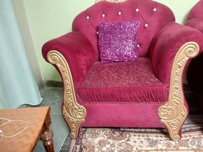 Royal luxury Burgundy Velvet Sofa Set
