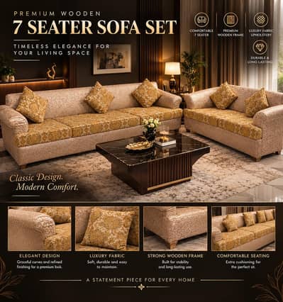 7 seater Leather / Fabric Sofa Set