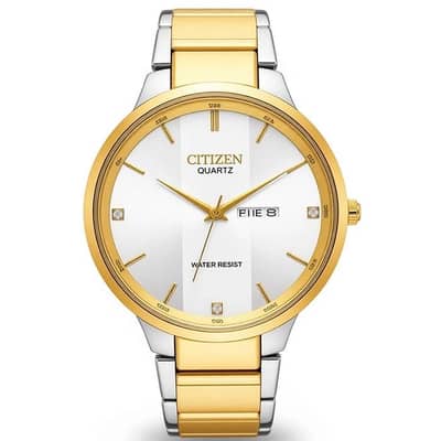 Original citizen quartz golden watch day date Japan movt-water resist