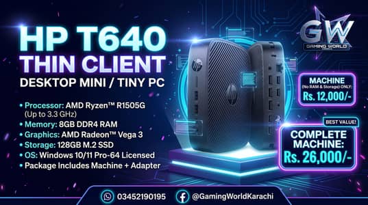 HP T640 Thin Client Mini AMD Ryzen R1505G Ddr4 Radeon Graphics Vega 3
