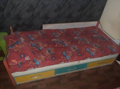 Wooden Bed with drawers