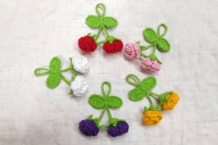 Handmade Crochet Cherry Keychain