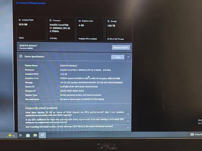 Dell Precision M6800 i7 32GB RAM 1TB SSD 4GB NVIDIA Quadro