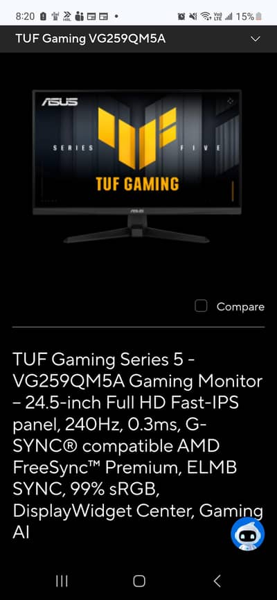 ASUS VG259QM5A Gaming Monitor 25"