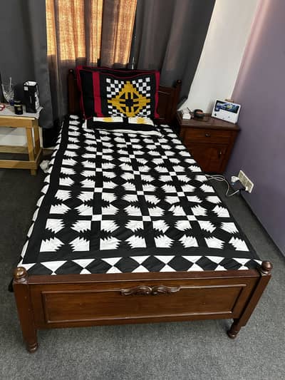 Wooden Single Bed (2x) with Master Moltyfoam Spring Mattress
