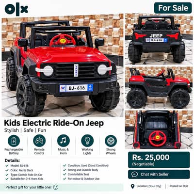 Red Jeep Kids Electric Ride-On Car