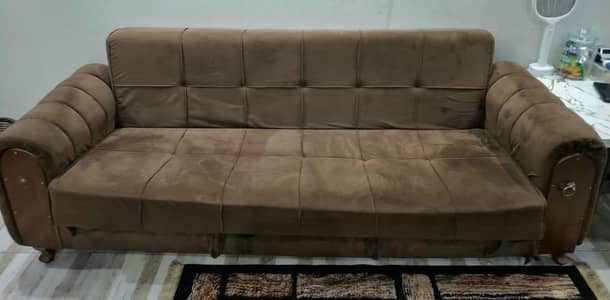 Molty Foam Sofa Cum Bed – Brown | Excellent Condition
