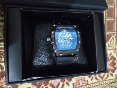Richard Black Belt Skeleton Watch  not use single day just I buy