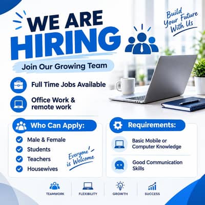 we are hiring staff male and female for online and Office work