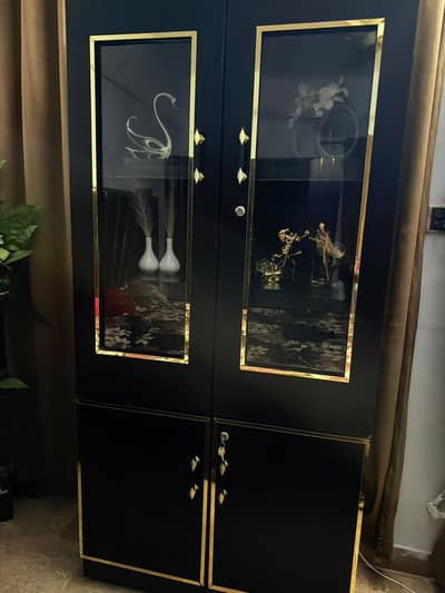 new wooden showcase divider cabinet with led light almost unused