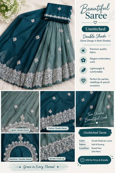Beautiful Double Shade Unstitched Saree – Elegant & Stylish