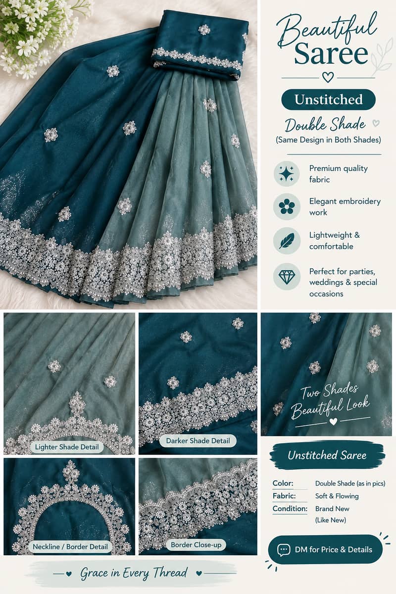 Beautiful Double Shade Unstitched Saree – Elegant & Stylish - Eastern ...