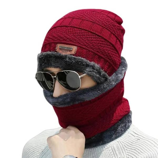 T   Winter Beanie Hat for Men Knitted Hat Winter Cap Beanie Women Thick Wool Neck Scarf Cap Balaclava Mask Bonnet Hats Set
