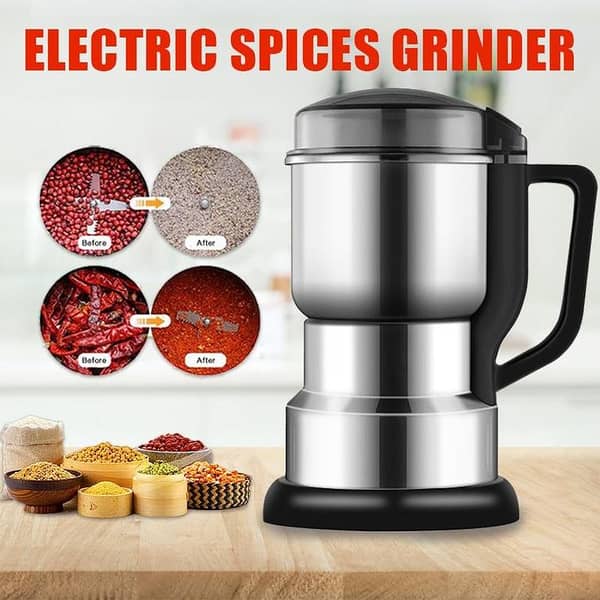 T  Electric Coffee Grinder Spices Grains Stainless Steel Bowl Fast Grinding Machine Multifunctional Cereals Nuts Beans Grinder Machine Tool | HOME & KITCHEN
