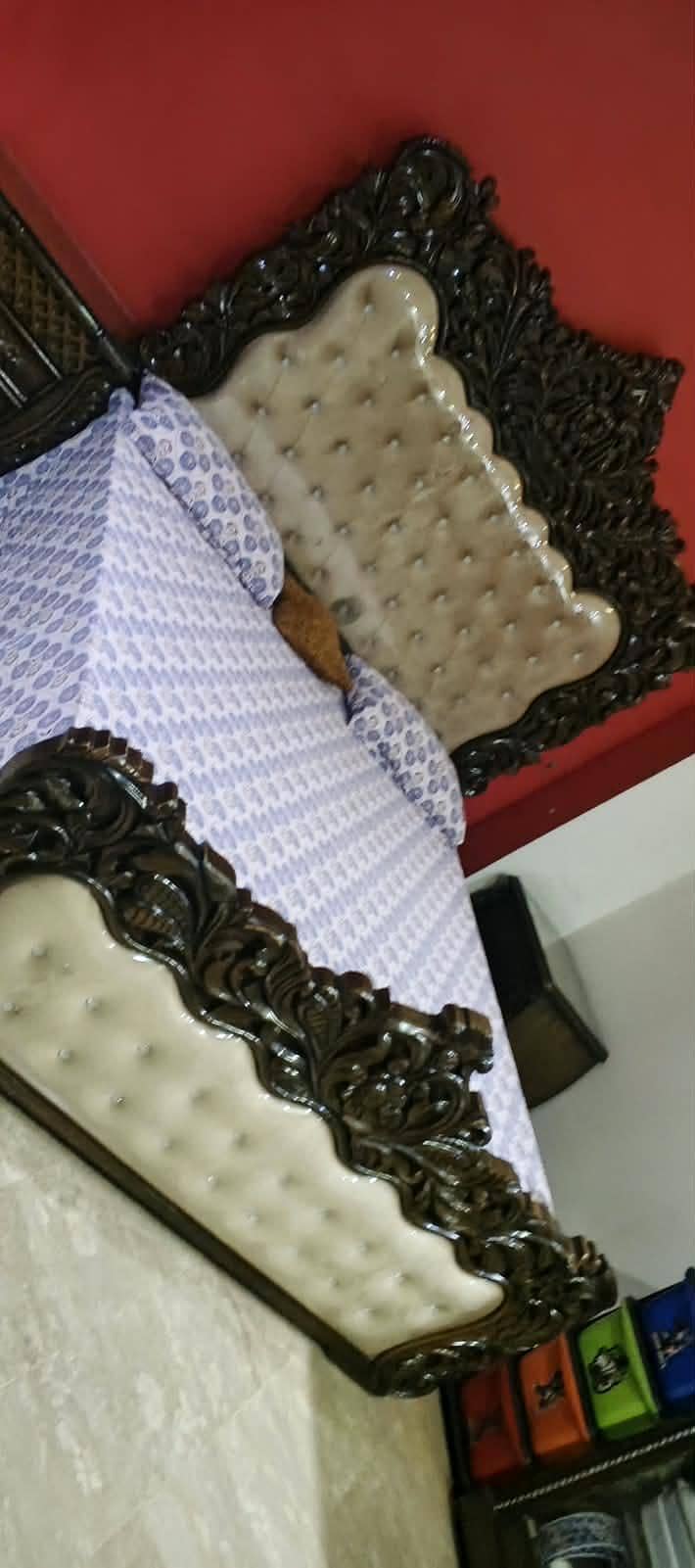 bed with side table 0