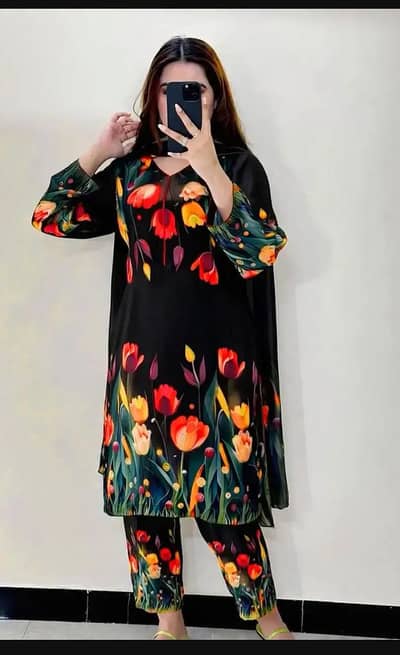 3 Pcs Doria Lawn Floral Suit Black - Stitched - Std Size