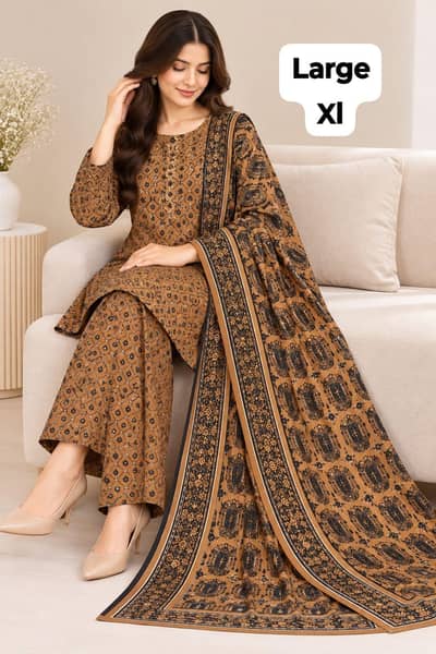 Stitched 3-piece lawn and doriya cotton