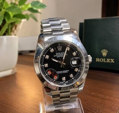 Luxury Men’s Stainless Steel Watch – Black Dial