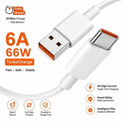 6A 66W Type-C Turbo Fast Charging Cable - Super Fast Charge