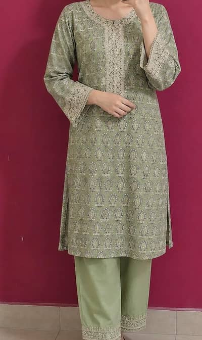 2-pcs branded embroidery co-ord set