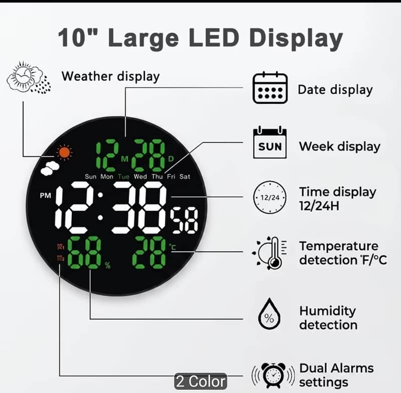 digital wall clock 10-inch 6
