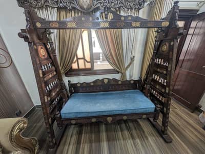 Premium Carved Wooden Indoor Jhula – Used But In New Condition