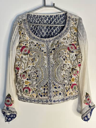 Preloved Embroidered Dress | Heavy Party Wear | Navy & Ivory