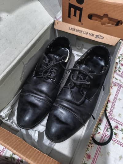 Ndure Black Dress shoes, Leather Formal Shoes – Size 40