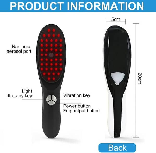 Rechargeable Electric Hair Growth Comb with Scalp Massage, Steam Spray Hydration & Red/Blue LED Light Therapy Anti Hair Fall Hair Growth Brush with 3 Vibration Modes for Home Hair Spa and Scalp Care