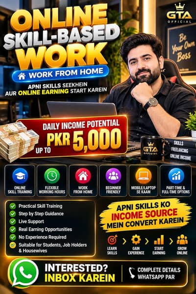 Online Skill Based Work | Work From Home | Daily Income Upto 5000 PKR