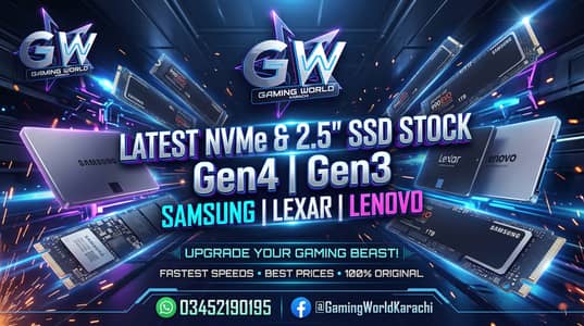 Latest NVME 2.5 Ssd STOCK Samsung Lexar Lenovo Gen4 Gen3 GAMING WORLD