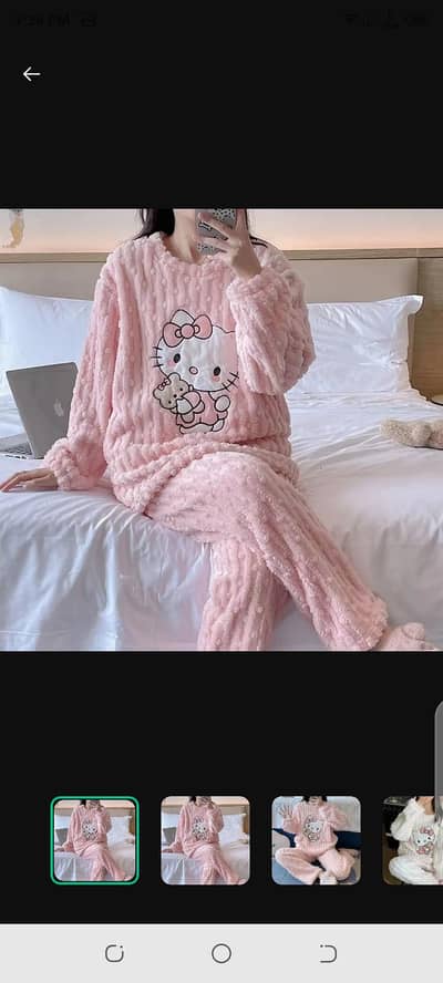 Kitten Print Warm Fleece Pajama Set Free Size - 5 Colors