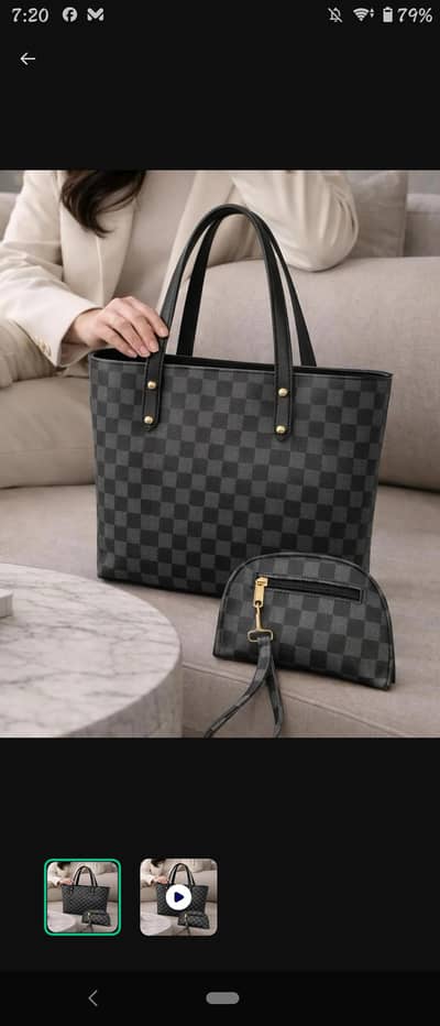 Checkered 2-in-1 Tote Bag - Black Edition
