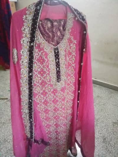 pink heavy Embroidered party wear