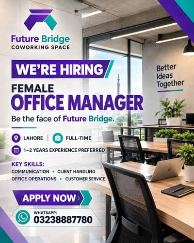 Female Office Manager Required Future Bridge | Lahore